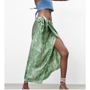 Zara New!  Island Print Tropical Mara Wrap Skirt